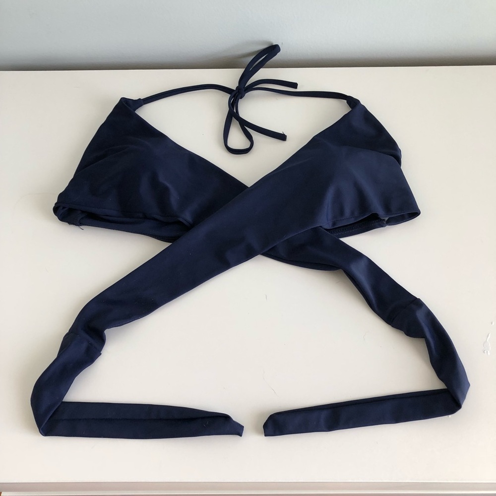 navy blue wrap around bikini top